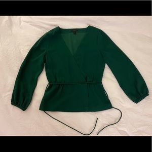J Crew Faux Wrap Blouse ❤️ Emerald Green ❤️ Size 6